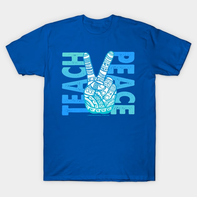 Teach Peace - Polynesian, Boho Peace Sign T-Shirt by Jitterfly